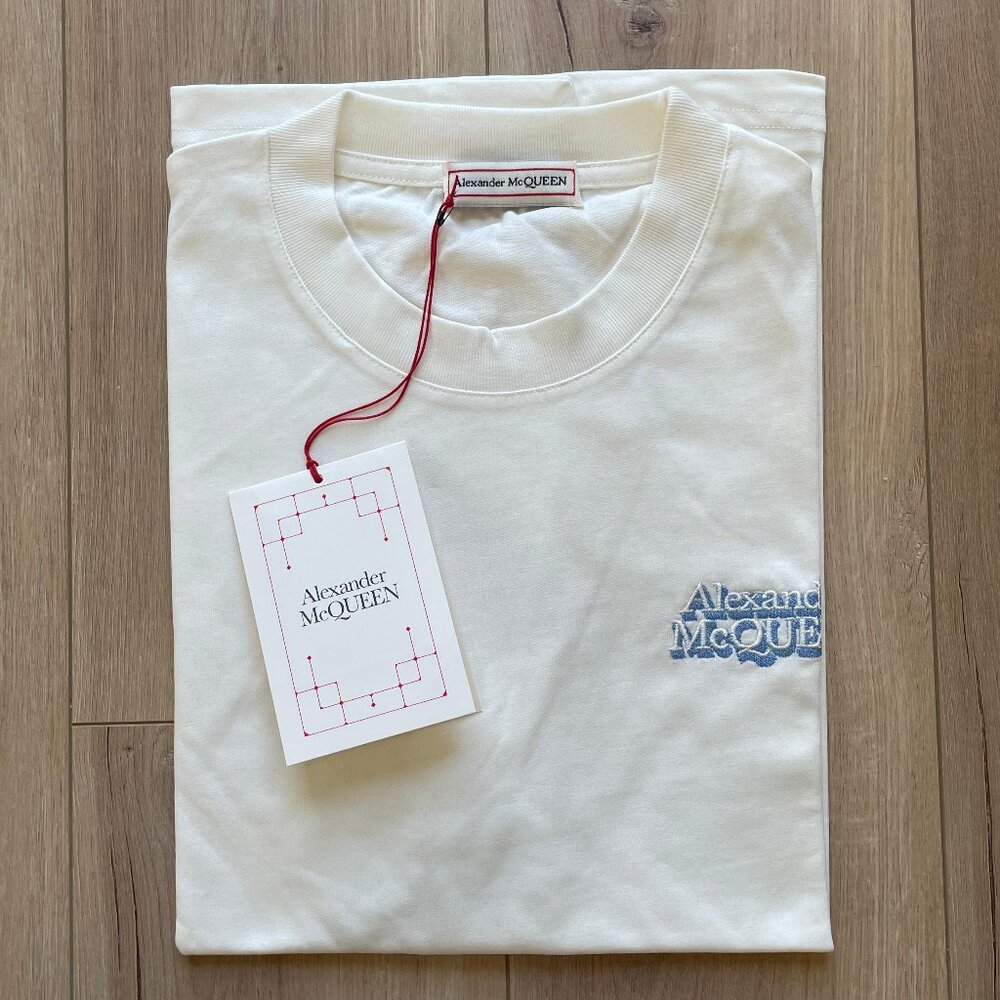 XL Alexander Mcqueen Men's White Cotton T-Shirt Relaxed Fit